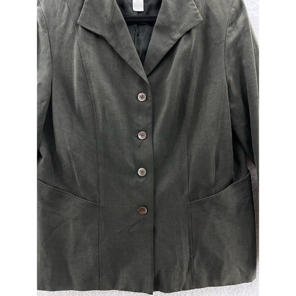 Jones New York Women Suit Jacket Blazer Dark Green Pockets Long Sleeve Button 16 - Picture 3 of 8